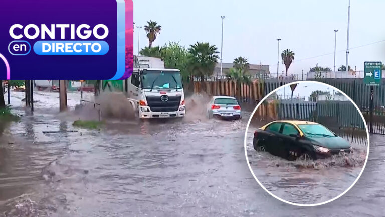 VIDEO | Vehículos en problemas por calles anegadas en Cerrillos tras sistema frontal
