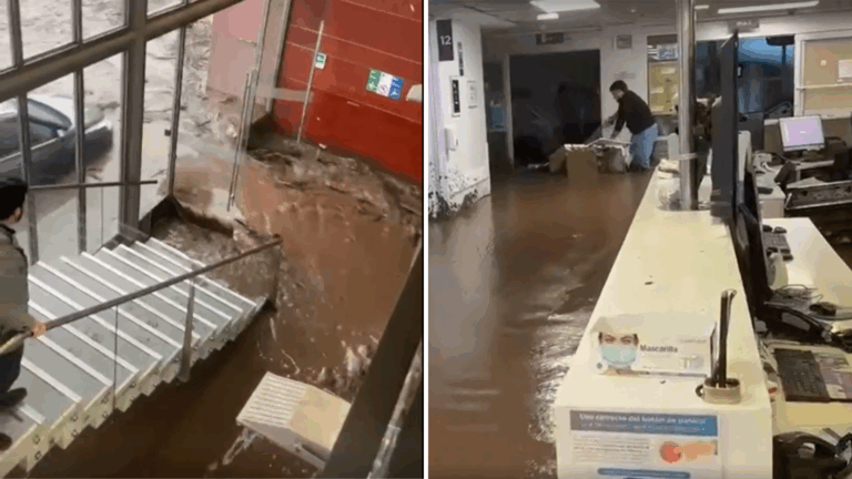 VIDEO | Aluvión en Las Condes: Barro y agua entró a Clínica UC y a Duoc de San Carlos de Apoquindo