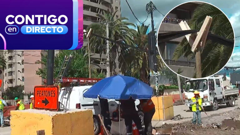 Camión derribó poste en Conchalí y cableado cayó sobre una mujer: Fue trasladada a un centro asistencial