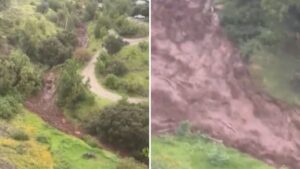 Impactante registro muestra activación de quebrada en Farellones: deslizamiento de tierra provocó corte de ruta
