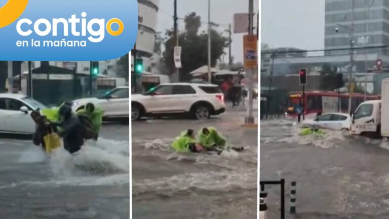 VIDEO | Impactantes imágenes del temporal: Personas fueron arrastradas por la corriente y casi fueron atropelladas