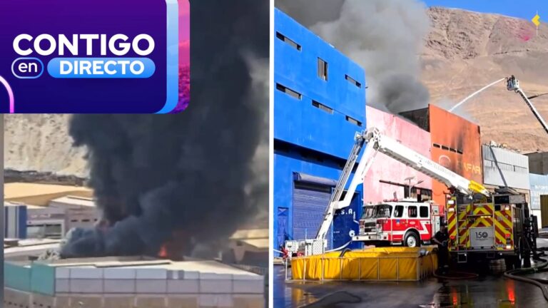 Voraz incendio afecta galpones en la Zona Franca de Iquique: Generó enorme columna de humo