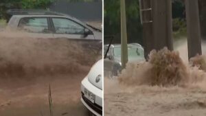 AHORA | Sistema frontal en Santiago: lluvias provocan gran inundación en el sector de San Carlos de Apoquindo