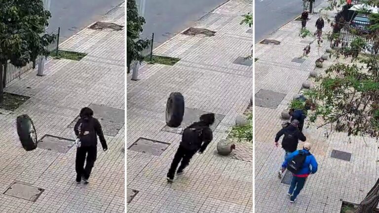 VIDEO | Joven fue golpeado por neumático que se desprendió de vehículo en Providencia