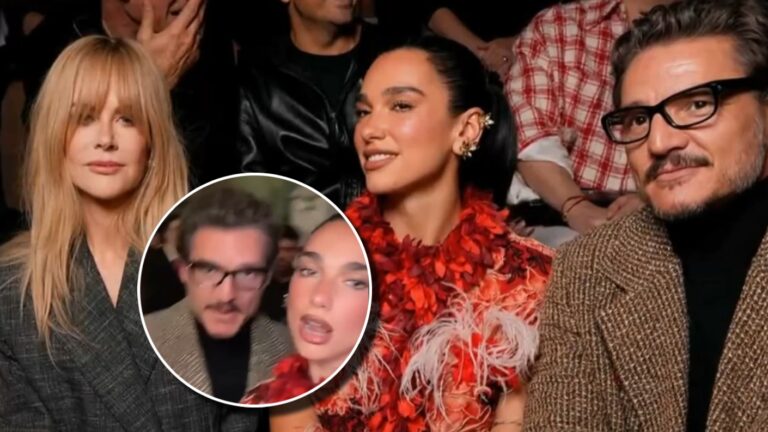 Captan a Pedro Pascal compartiendo con Dua Lipa y Nicole Kidman en primera fila de desfile en París: Grabaron videos virales