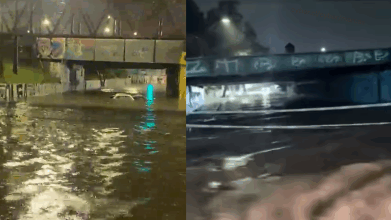 VIDEOS | Lluvias anegan pasos bajo nivel y complican el tránsito en la capital
