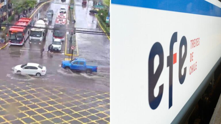 Sistema frontral deja los primeros estragos: Árbol cayó en vías de Trenes EFE y hay 5 comunas con acumulación de agua lluvia